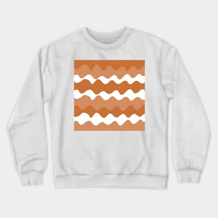 Brown and white horizontal waves pattern Crewneck Sweatshirt